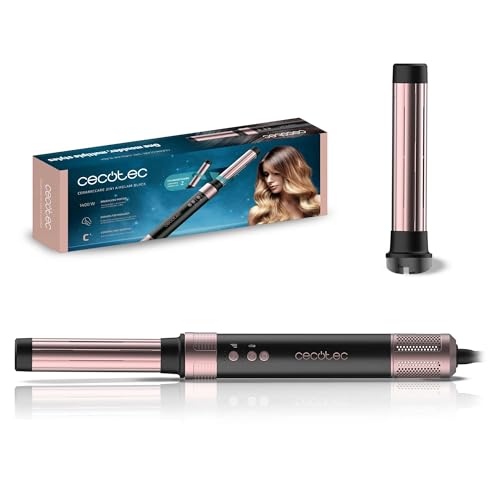 Cecotec Cepillo de Aire Caliente Secador Moldeador Alisador 2 Cabezales Tecnología Coanda Bamba CermicCare 2in1 AirGlam Black. 1400W, Motor Digital, Elimina Frizz, 3 Velocidades, 3 Temperaturas