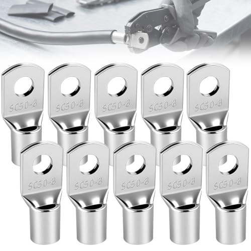 Image of 10 PCS Battery Terminal Connectors, 50mm² M8 Thickened Copper SC Lugs