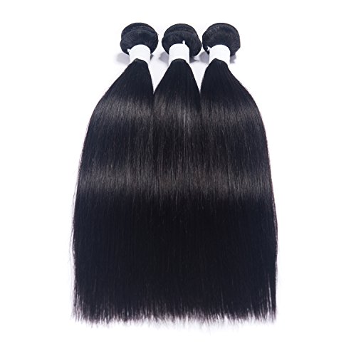 DFX Hair 3A 10"~30" Brazilian Virgin Hair Straight, Human Hair Weaves Bundles Wefts Extensions 3 Bundles (16 18 20)