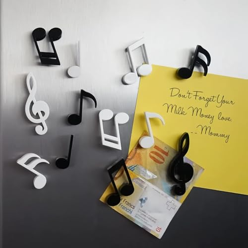 Set de 12 imanes decorativos con notas musicales para nevera miniatura 2