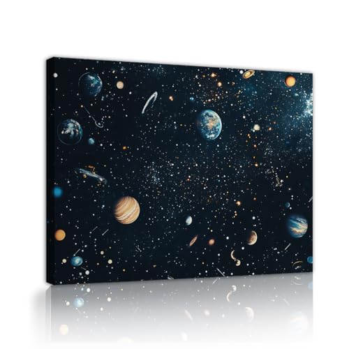 Toile d'art décorative YUNART cosmos étoilé 87x118cm avec cadre intérieur en bois
