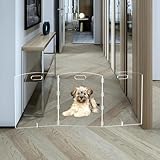 Clear Freestanding Dog Gate for Indoor Use,Pet Gates for Doorways no Drilling,Acrylic Foldable Dog Gate for Stairs with Support Feet (3Panel - 60''W x 23''H)