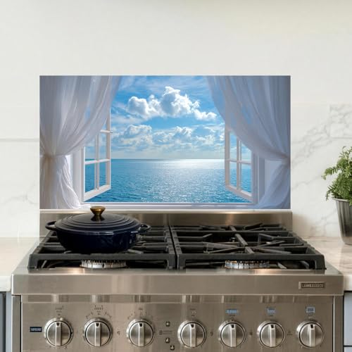 Cmialusie Coastal Ocean Window Peel and Stick Backsplash 30.3x16.1 in