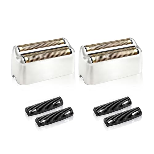 2 Pack Shaver Replacement Foil and Cutters Compatible with BaBylissPRO Double FXFS2 Metal Shaver foil Replacement,Silver