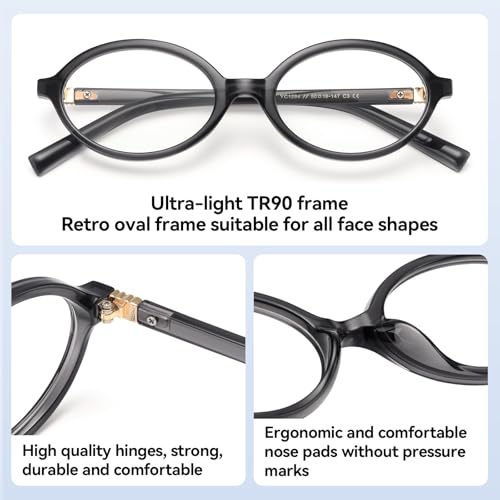 Image of Dollger Oval Blue Light Glasses for Women Men Fashion Retro 90s Small Frame Computer Glasses