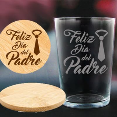 Vaso de sidra/cubata personalizado PARA PAPÁ de 500ml grabado con frase y personalizado con nombre. Ideal para regalar en cualquier momento + posavasos grabado