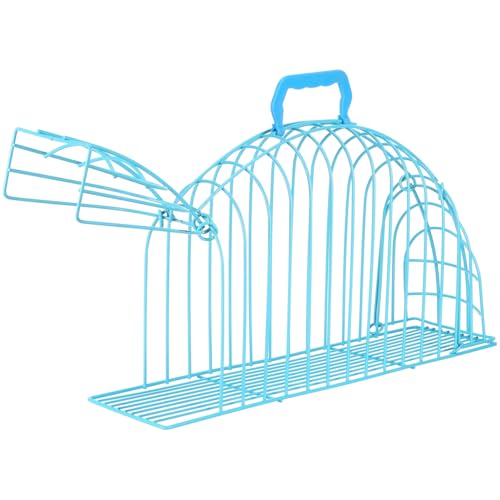 DIYEAH Gabbia per Lavaggio Gatti in Metallo Resistente e Traspirante Antigraffio e Morsicatura Portatile per Bagno e Trasporto Gatti di Piccola Taglia Azzurro Piccolo Fino a 4 kg