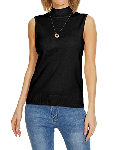 INKOFF Sleeveless Mock Neck Turtleneck Knit Tops Women Dressy Casual Sweater Vest Business Work Tank