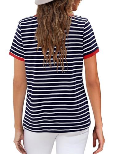 ONLYSHE Womens Short Sleeve Shirts Casual Crewneck Tops Tshirt Basic Tees Summer Fashion Strpied Clothes Outfits Tunic3