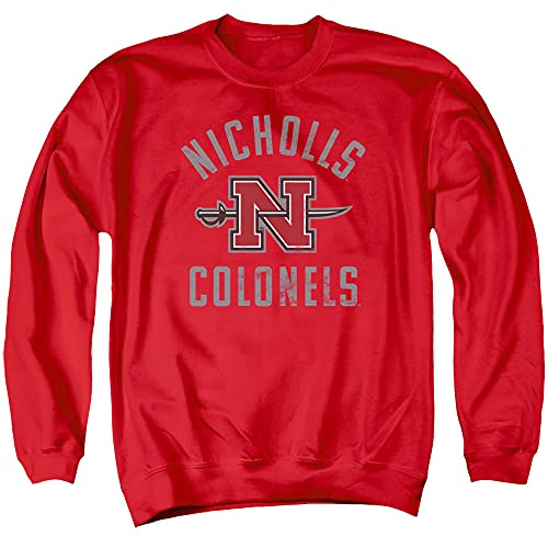 Nicholls State University Official Nicholls Colonels Logo Unisex Adult Crewneck Sweatshirt,Red, 3X-Large