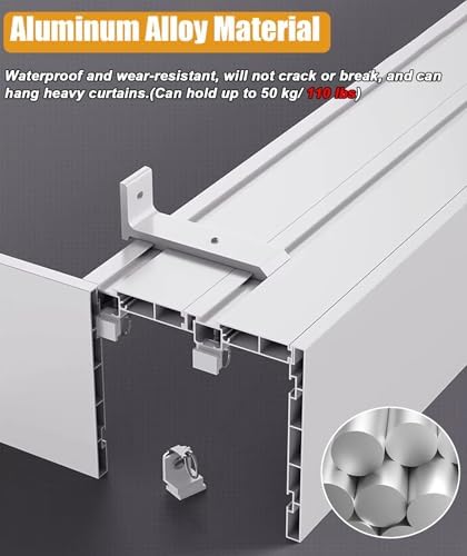 Double Track Curtain Pelmet Box with Rolling Hook - Quiet Smooth Curtain Track System, Elegant Valance Window Decor for Hotels & Offices, Wall Mount, 4/14.1ft