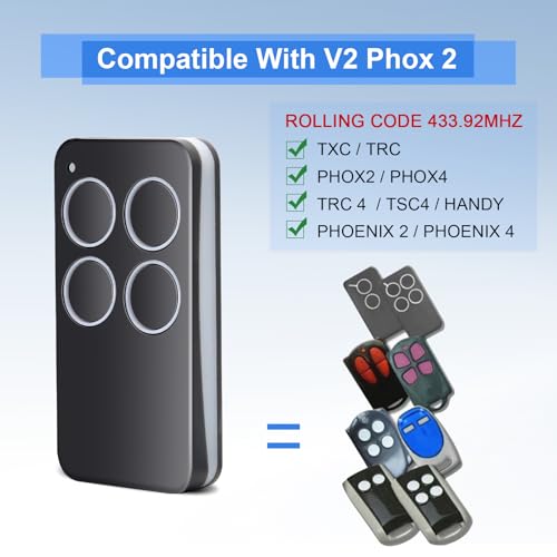 Mando compatible con V2 Phoenix 4 emisor de garaje 433mhz de 4 canales pack de 2 3