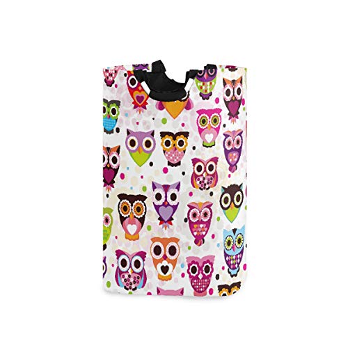 DOMIKING Laundry Storage Basket Cute Owl Laundry Hamper Collapsible Organizer for Kids Room