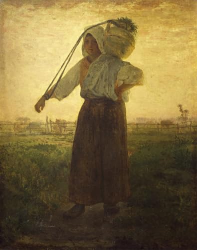Impression sur toile Laitière normande de Millet œuvre d'art élégante 60x90cm