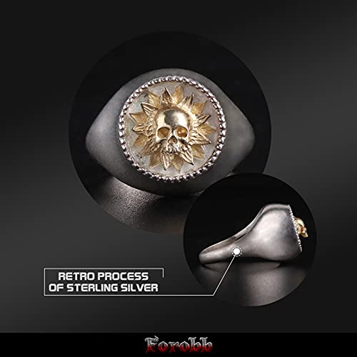 Image of Skull Ring 925 Sterling Silver Handcrafted Gothic Rock Punk Diablo Vintage Cocktail Party Biker Retro [Sunflower 60029] - Ring Size 9