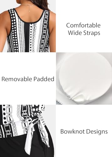Image of ROSEWE Modest Tankini Swimsuits for Women, Two Piece Athletic Womens Bathing Suits Blouson Tank Tops with Board Shorts