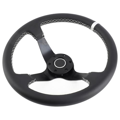 Cocoarm Volante de Carreras de Cuero de 350 Mm, Diseño de Plato Profundo, Marco de Aluminio Liviano, Ideal para Entusiastas de los Automóviles
