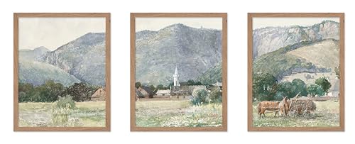 Décoration murale maison pour habiller un mur vide avec 3 affiches vintage paysage floral