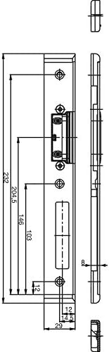 GU 6-37349-01-L-1, Silver Strike Plate for secury to be Screwed on, Adjustable with at Piece with Euro fold 29 x 8 mm, Left galvanised Steel, Coloured, Links image 3