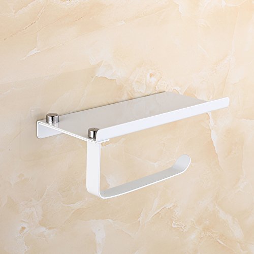 GFULLOV Porte-Rouleau de Papier Toilette, Papier Support Rack avec Espace de Rangement pour Smartphone,Inoxydable à Montage Mural Salle de Bains (Blanc)