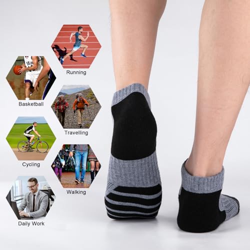 Heatuff 10 Pairs Men's Athletic Running Socks - Breathable Cushioned Low Cut Ankle Socks for Casual & Daily Wear3