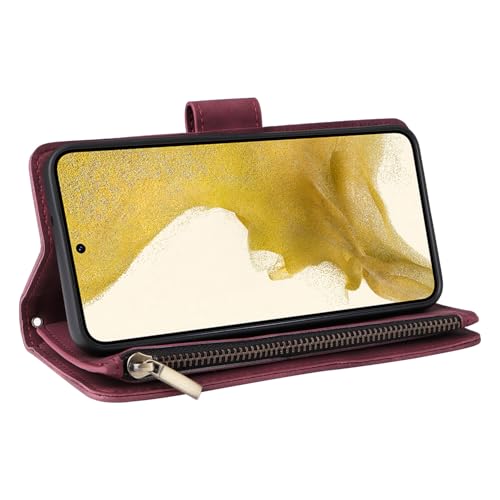 Étui portefeuille Samsung S24 avec zip noir en cuir à rabat - 4