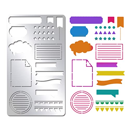 INFUNLY Metal Diary Stencils Bookmark Templates for Planner Reusable Stencils for Journaling Diary Wood Carving Drawings Wood Burning Engraving