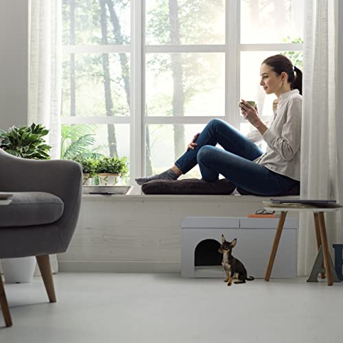 Relaxdays Katzenhöhle faltbar, belastbare Sitzbank, Katzenmöbel Indoor, Tierversteck, HBT: 38,5 x 74,5 x 37 cm, grau