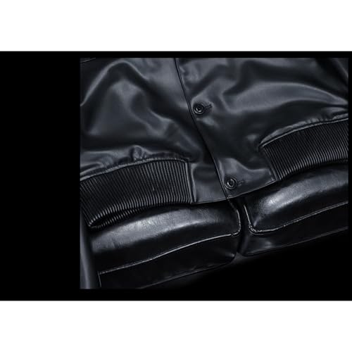 Chaqueta de cuero sintético para hombre estilo motociclista miniatura 6