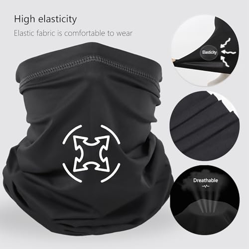 3Pc Neck Gaiter Ski Mask Face Cover Scarf Black Bandana For Men Women Hiking Cycling Running Sun Cold Protection4