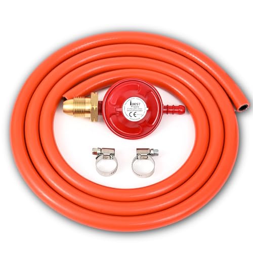 INTERNATIONAL BRANDS EXCESS STOCK TRADING U.K. I BEST U.K iBest UK Régulateur de gaz 27 mm Tuyau 2 m Kit avec 2 clips (à visser)