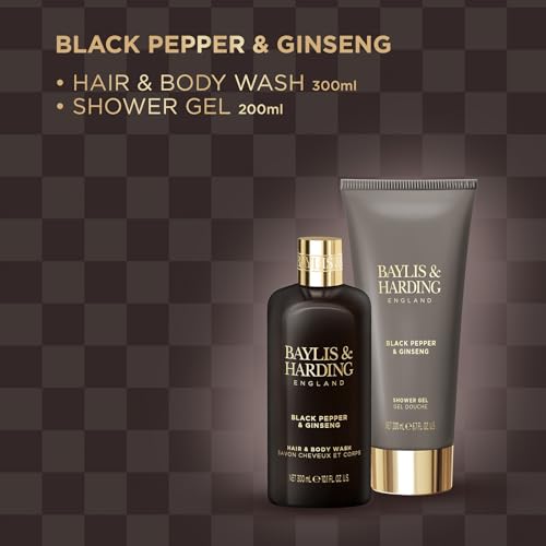 Baylis & Harding Black Pepper & Ginseng Men's Luxury Bathing Duo Gift Set - Vegan Friendly (Pack of 1) - Image 4