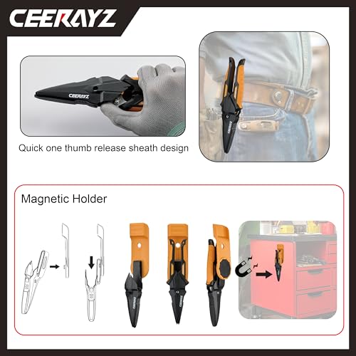 Cisaille Multi Usage 7 pouces orange et noire avec support aimanté