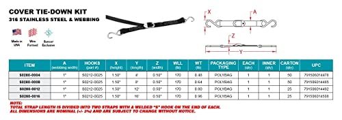 16' TRAILER & BOAT COVER TIE DOWN WITH STAINLESS HARDWARE (S0280-0016)