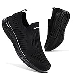 Womens Slip on Trainers Athletic Running Shoes Sport Walking Sneakers Lightweight Tennis Shoes(All Black,40EU)