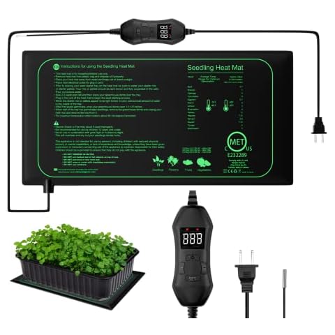 1 Pack Seedling Heat Mat with Digital Thermostat Controller,10" x 20.75" Temperature Control Waterproof Heating Pad for Seed Starting Indoor Plants Germination Cover