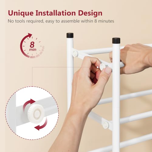 Image of Tajsoon Expandable Shoe Rack for Closet 5 Tier, 28 inch-41 inchStackable, White