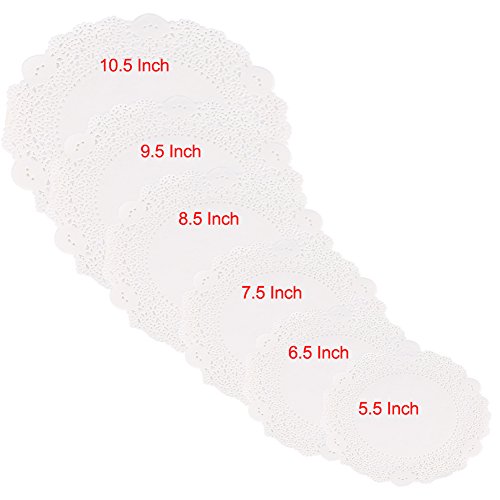 Restokki Doilies for Tables, 180Pcs Hollowed Decorative Paper Doilies, Cake Mat Crafts Wedding Party Decoration for Cake Desert Wedding Tableware Decoration(26.5cm)