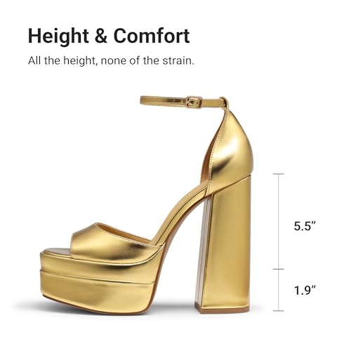 Image of DREAM PAIRS High Heels Chunky Block Platform Heels for Women Ankle Strap Sexy Open Square Toe Heels Dressy Pumps Sandals
