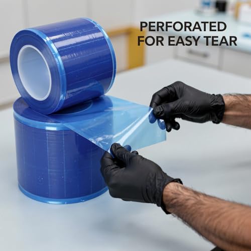 Barrier Film Blue, Tattoo Barrier Film Roll, 3,9 X 4,7 Zoll, 1200 Blatt Kunststoff-Absperrfilmband für Medizin, Tattoo (blau transparent)