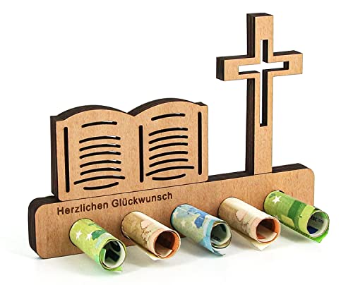 Giftota - Regalo Originale di Compleanno per la Comunione in Legno - Regalo Biblico in Denaro - Regalo per la Cresima - Regali in Legno - Regali in Denaro per Donne e Uomini
