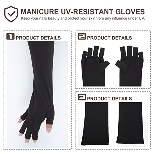 Lurrose 2 pares de luvas sem dedos, luvas de gel de algodão, luvas anti-UV, sem dedos, suprimentos p