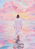Paint by Numbers for Adults and Kids, Pink Wall Art Religious Christian Painting by Number Kits On Canvas, Jesus Number Artist Paint by Number Kit Funny DIY, Home Wall Decor, Gifts 10X13.78in
