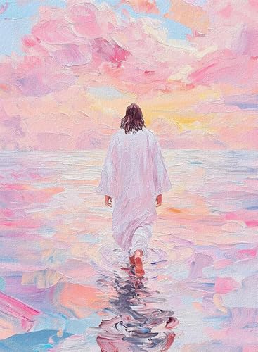 Paint by Numbers for Adults and Kids, Pink Wall Art Religious Christian Painting by Number Kits On Canvas, Jesus Number Artist Paint by Number Kit Funny DIY, Home Wall Decor, Gifts 10X13.78in