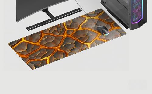 Image of Lava Floor Premium Desk Mat | Anti-Skid | Anti-Slip | 80 x 30 cm | Laptop Mat for Work from Home /Office /Gaming- Extended Mouse pad and Keyboard Desk mat