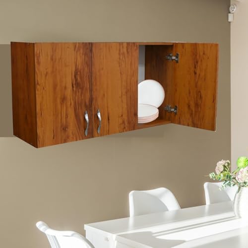 Image of Door Multipurpose Storage Cabinet & Adjustable Shelf | Space Organizer | Termites Resistance | Wall Mounted for Office, Kitchen Finish (Cochwood Dark, Door 3)