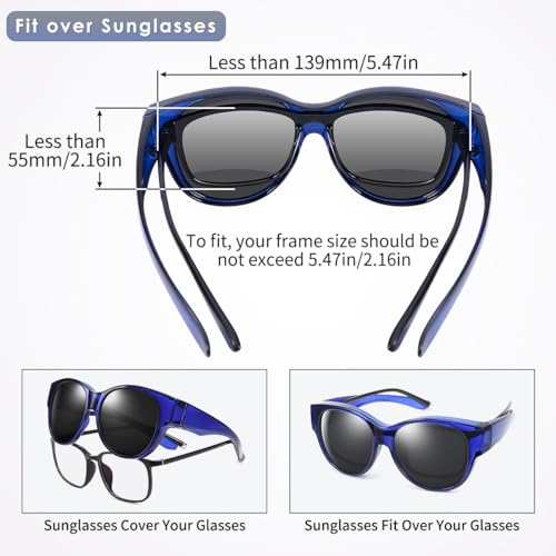 Polarized Sunglasses Fit Over Glasses for Women Men, Trendy Large Cat Eye Over Glasses UV400 Protection4