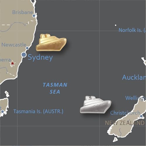 Image of Cruise Ship Push Pins - Silver Metal Cruise Ship Pins - for Cork Board, Maps, or Lapel Pin Use - Designed in USA - Set of 10
