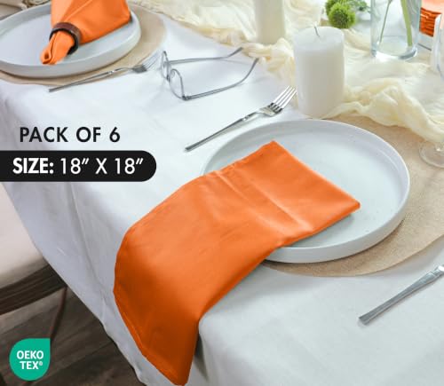 Image of Ruvanti Cloth Napkins Set of 6, Cotton Enrich 18 inchx18 inch - Orange /Fall | Washable, Soft, Durable & Absorbent Everyday Napkins. For Home, hotel, Wedding Napkins, Thanksgiving, Christmas Dinner Napkin