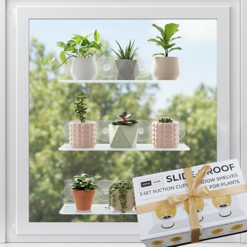 NovaMode - 3 pack Window Plant Floating Shelves, 12...